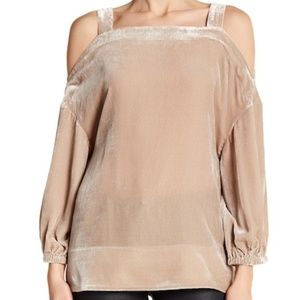 Sold Tibi Beige Velvet Cold Shoulder Long Sleeve